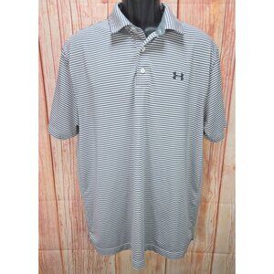 Under Armour Mens Striped Polo Shirt Large Loose Fit